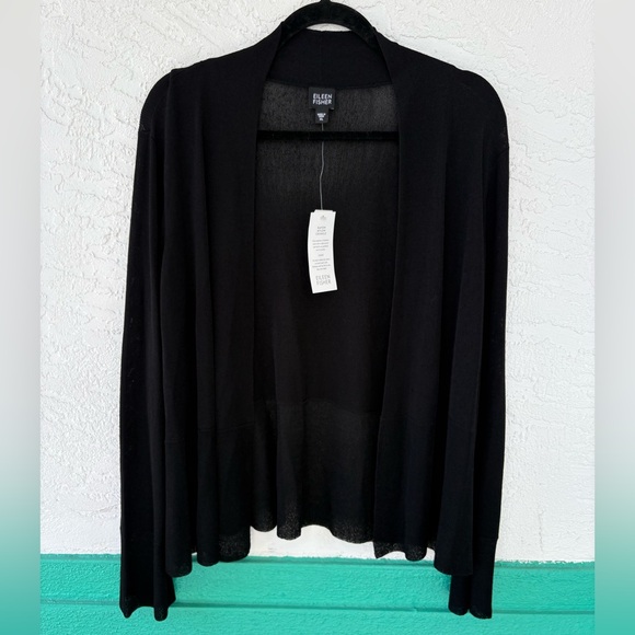 Eileen Fisher Sweaters - Eileen Fisher Cardigan Black Open Front Long Sleeve Lightweight XL NWT